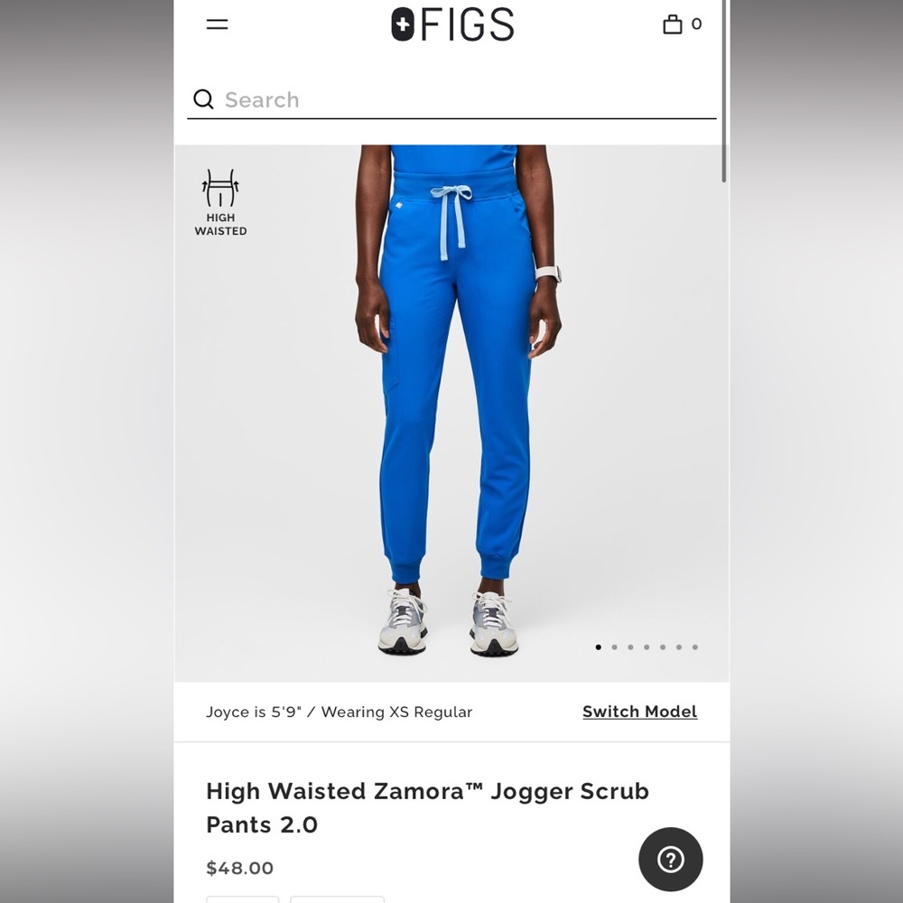 Figs Women’s Royal Blue Zamora - High Waisted Scrub Pants size XXS